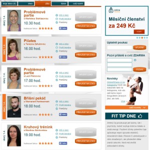 OnlineFitness.cz - přehled lekcí